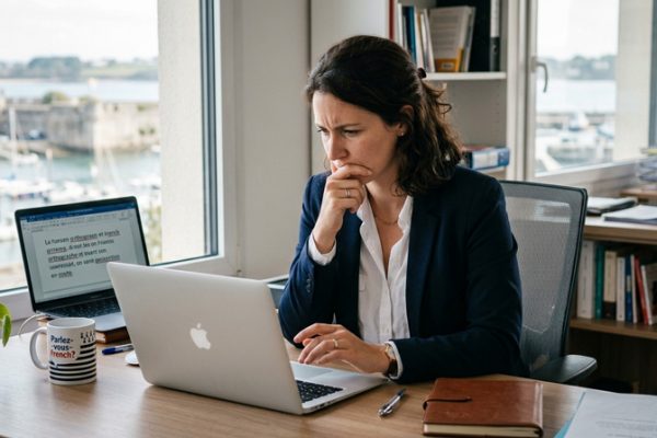 Travailleur faisant des fautes d'orthographe en français