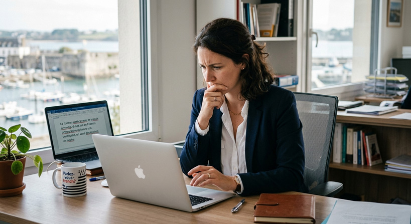 Travailleur faisant des fautes d'orthographe en français